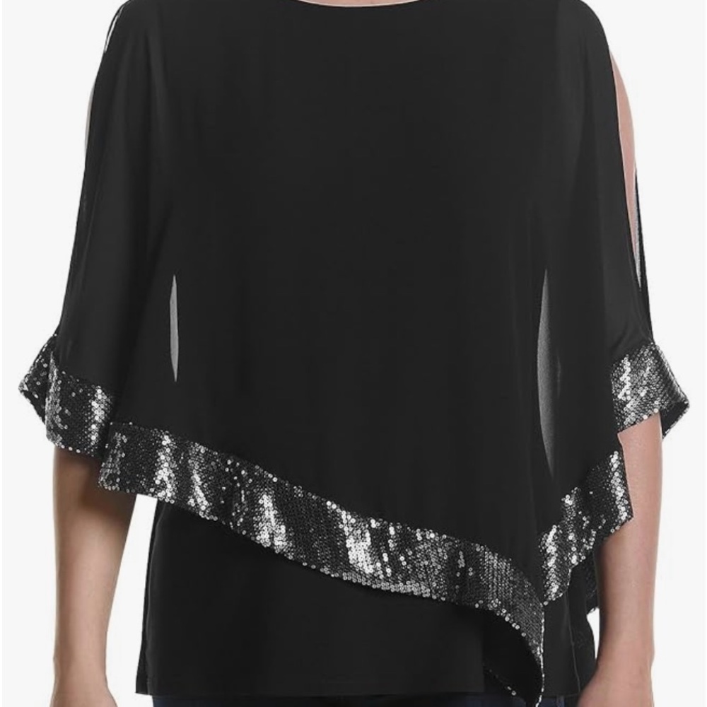 MSK Sz L black blouse